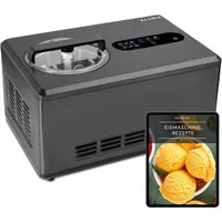 KLAMER Eismaschine mit Kompressor 2L 220W, Edelstahl, 2-in-1 Joghurtbereiter, Kühl-/Heiz…, 2 l, 220 W, Raffiniertes Rührsystem, Nachfüllklappe, digitales Rezeptbuch