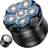 AIBISTAR Körperrasierer Elektrorasierer Rasierer 6 in 1 mit 120min Laufzeit wiederaufladbar, Magnetischer Klingenkopf,IPX7, LED Display,Wet&Dry,6-Kopf Glatzenrasierer