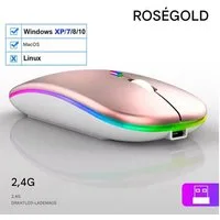 Wrischan Kabellose Wiederaufladbare Bluetooth-Maus – Roségold, Leise & Präzise Mäuse (Maus mit 3 Tasten, einstellbarer DPI und einer DPI von 1600)