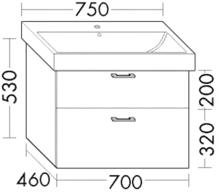 Burgbad Waschtischunterschrank zu Keramik Sys30 PG3 Diago 530x700x460 Weiß Matt, WUUE070F3351 WUUE070F3351