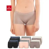 Fabio Farini Boxershorts Damen Unterhosen - Microfaser Frauen Boxer Slip (Packung, 12-St) mit dezenter Spitze am Bund