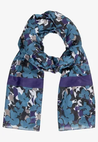 MORE & MORE - Schal mit Flowerprint blau/lila - Gr. - OS