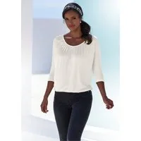 LASCANA 3/4-Arm-Shirt mit zarter Raffung am Ausschnitt aus luftigem Viskose-Stretch