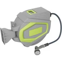 FIVMEN Schlauchtrommel 30+2m Schlauchaufroller Wandmontage mit Automatik-Aufrollung, 10 Sprühmodi, 180° Schwenkhalterung Wasserschlauchtrommel