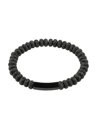 Zeeme Stainless Steel Armband Edelstahl /PVD schwarz Lavasteine