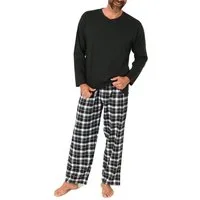 Normann Pyjama Normann Herren Schlafanzug lang, Pyjama mit karierter Flanell-Hose