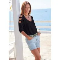 LASCANA 3/4-Arm-Shirt mit Cut-outs, raffiniertes Longsleeve, schulterfrei