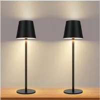 ZMH Tischleuchte LED 2er-Set Kabellos Touch Dimmbar USB-C Nachttisch Büro Schlafzimmer, LED fest integriert, 3000-6500K, 2W,Warmweiß-Neutralweiß-Kaltweiß,Akku 2600mAh