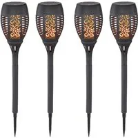 GLOBO LIGHTING LED Solarleuchte, Tageslichtsensor, LED fest integriert, warmweiß, 4er Set Solar-fackeln mit Flammeneffekt draußen für den Garten, H 50cm