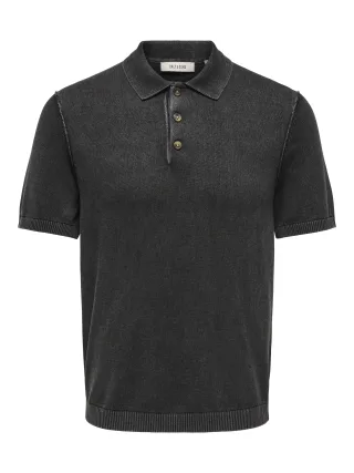 ONLY&SONS - ONSGARSON SS REG WASH POLO KNIT Black - Gr. - XL