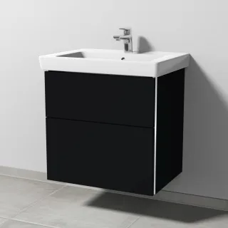 Sanipa 3way Waschtischunterbau zu Villeroy & Boch Subway 2.0 Waschtisch mit 2 Auszügen, Schwarz-Matt BS61308