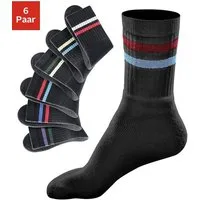 Go in Freizeitsocken Tennissocken Damen Herren Kinder Sportsocken Ringel Baumwollmischung (Packung, 6-Paar, Gr. 23-26 bis 47-50) mit Frottee, mit verstärkter Ferse & Spitze