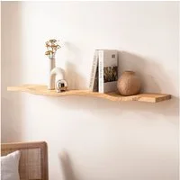 FINEBUY Wandregal FB74752 Wandregal Akazie Massivholz 80cm in moderner Wellenform, Elegantes Regalbrett mit geschwungener Form, Handgefertigt aus Akazienholz