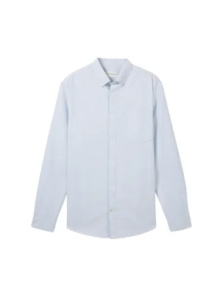 Tom Tailor - Regular Fit Hemd mit Brusttasche white light blue stripe - Gr. - XXXL