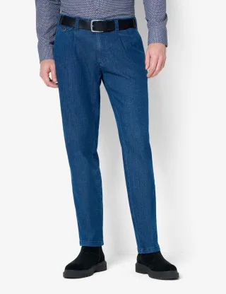 Eurex by Brax Herren Bundfaltenhose Style FRED, denim blau, Gr. 64