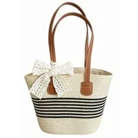 Zaewry Strandtasche Stroh-Strandtasche, geräumige Strohtasche, Strand-Schultertasche, Strohtasche mit Henkel