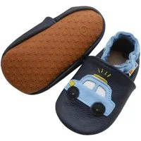 Yalion Yalion Baby Leder Lauflernschuhe Weiche Lederpuschen Auto Dunkelblau Krabbelschuh elastisch