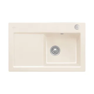 Villeroy und Boch Subway Flächenbündige Spüle 67142FKR Becken rechts, mit Ablaufgarnitur und Exzenterbetätigung, Crema