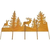 Dekoleidenschaft Gartenstecker "Hirsche im Wald" aus Metall mit Echt Rost, 120x85 cm groß, Rostdeko Dekostecker, Roststecker, Metalldeko, Gartendeko wetterfest
