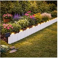 HTI-Living Beetbegrenzung Beeteinfassung 1260 cm, LxH: 21x17 cm, Set, 60 Module inkl. Solarbeleuchtung, Zierzaun Beetumrandung Beetbegrenzung