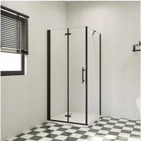 duschspa Eckdusche 185cm Nano Glas Eckeinstieg Duschkabine Duschtür Falttür Scharniertür, BxT: 76x70 cm, Einscheibensicherheitsglas, Sicherheitsglas, Set, ebenerdiger Einbau möglich