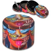 Coumo Kräutermühle Grinder Crusher Graffiti Design, Gewürzmühle Set, ⌀ 5 cm, Metall