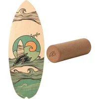 F2 Balanceboard F2 Set Balance Board Halfshell 88x32cm mit Korkrolle