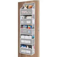 Diwzbyn Hängeregal Hängeregal Tür-Organizer mit 5 Netztaschen, Aufbewahrungssystem für Schlafzimmer und Büro, inkl. Metallhaken
