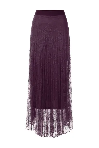 Rich & Royal - Lace Plissee Skirt mulberry - Gr. - L