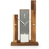 Kreative Feder Standuhr Designer-Standuhr "Stairs" aus Massivholz, ohne Ticken, Funk- oder Quarzuhrwerk, elegant, außergewöhnlich, modern