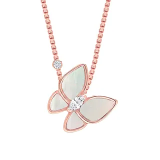 Damenkette mit Schmetterling-Anhänger und Zirkonia in Roségold und 925er Sterling Silber BICLL035