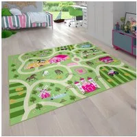 Paco Home Kinderteppich Bino 560, rechteckig, Höhe: 4 mm, Kurzflor, Straßen-Spiel-Teppich, Motiv Bauernhof, Kinderzimmer