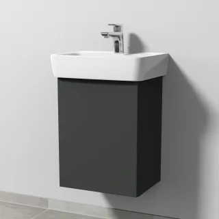 Sanipa 3way Waschtischunterbau zu Geberit Renova Plan Waschtisch mit 1 Tür, Graphit-Matt SP8701B