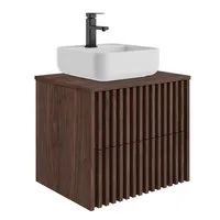 UEV Waschtisch mit Unterschrank hängend Rechteckiges Keramikwaschbecken (Komplett-Set Badmöbel, Badezimmmer Schrank, mit Wasserhahn und Pop-up-Ablassventil Aufsatz-Waschbecken), Soft-close Schubladen,Waschbeckenunterschrank mit 2 Schubladen