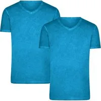 James & Nicholson T-Shirt Doppelpack Figurbetontes Herren T-Shirt mit Spray Print JN976 (Doppelpack, 2er-Pack) Trendiges T-Shirt mit V-Ausschnitt