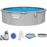 Bestway Pool Hydrium (Set, Inkl. Sandfilteranlage, Sicherheitsleiter, Abdeckplane, Bodenplane), Ø 457 x 122 cm