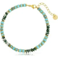 Made by Nami Armband Herren mit Türkisen und Dunkelgrünen Perlen Glücksarmband, 17 + 5 cm Länge Geschenk für Ihn Freundschaftsarmbänder