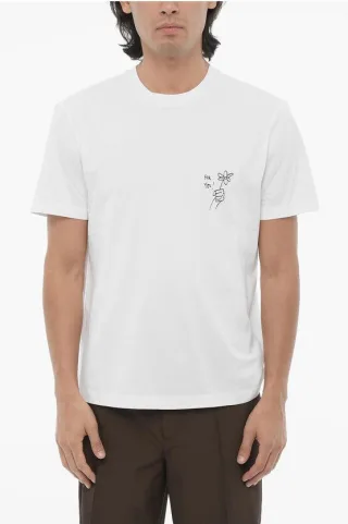 Unifarbenes FOR YOU Rundhals T-Shirt mit Kontrastprint in Weiß