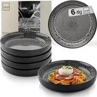 SÄNGER Teller Set Sydney, (6 St), 6 tlg. Pastaschalen, Steingut, Grau, Handmade, VALUE COLLECTION
