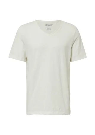 s.Oliver Red Label - Luftiges T-Shirt mit V-Ausschnitt weiß - Gr. - XXL