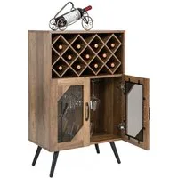 COSTWAY Weinregal, mit abnehmbarem Flaschenregal für 11 Flaschen, Glashalter