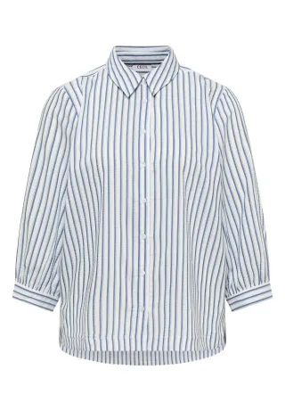 CECIL - Bluse in Seersucker Qualität sporty denim blue - Gr. - S