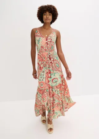 bonprix Jersey-Trägerkleid aus softem Viskose-Mix, orange, Gr.48/50 (XL), bedrucktes Jersey-Trägerkleid aus softem Viskose-Mix mit Spaghetti-Trägern, aus Viskose