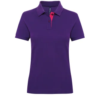 Asquith & Fox - Kontrast-Poloshirt - Damen (Purpur/Pink)