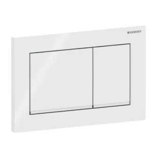 Geberit Abdeckplatte Omega 20 Square 115080KJ1 weiss - verchromt - weiss, für 2 Mengen Spülung