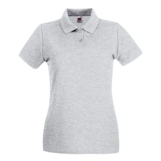 Fruit Of The Loom Damen Lady-Fit Premium Kurzarm-Poloshirt (Heather Grey)