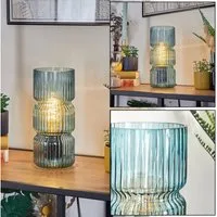 hofstein Tischleuchte Tischlampe aus Metall/Glas in Schwarz/Blau, ohne Leuchtmittel, mit Glasschirm (10,5cm) u. An/-Auschalter, 1x E27, ohne Leuchtmittel
