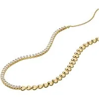 Fossil Kette ohne Anhänger Schmuck Geschenk Metall SUTTON Herzen, mit Zirkonia (synth)