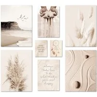 ARTFAVES Bilder-Collage Poster Set Beige Dreams I mehrteilige Bilderwand I Wandbilder Strand, (Wandbilder modern, 8 St)