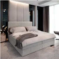Masseno Boxbett PISA 180x200 cm mit Bonell Matratze und Topper, Doppelbett, Polsterbett mit Kopfteil, Boxspringbett